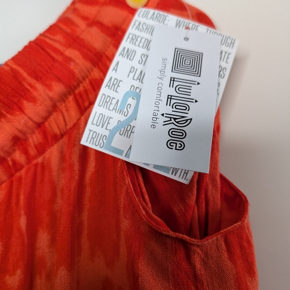 NWT- LuLaRoe Skirt- 2XL- Orange Rayon Blend Stretch Button Up Drawstring Pockets - Picture 5 of 6